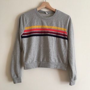 Forever 21 Sweatshirt Heather Grey 70’s Stripes